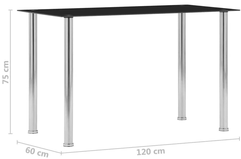 Mesa de jantar 120x60x75 cm vidro temperado preto