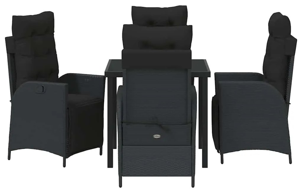 Conjunto de jantar de jardim com 5 peças em rattan preto