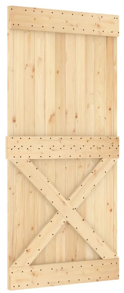 Porta de correr com ferragens 95x210 cm madeira de pinho maciça