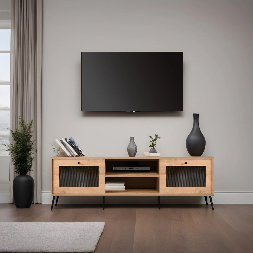 Móvel TV Mavran – Carvalho Preto – 180 cm x 55 cm x 30 cm