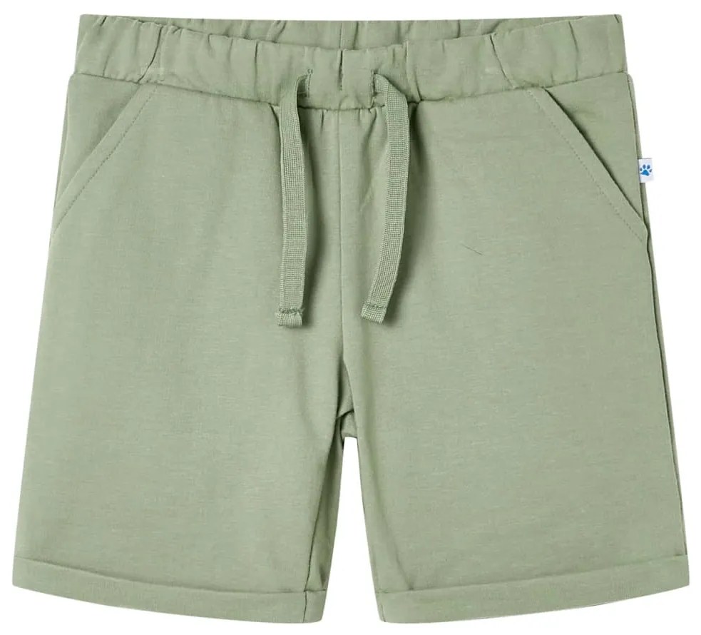 Calções de criança com cordão cor caqui-claro 140