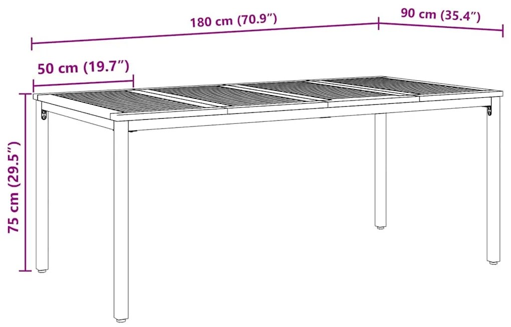 Conjunto de Jantar de Jardim vidaXL 7 Peças Cinza Rattan Acacia
