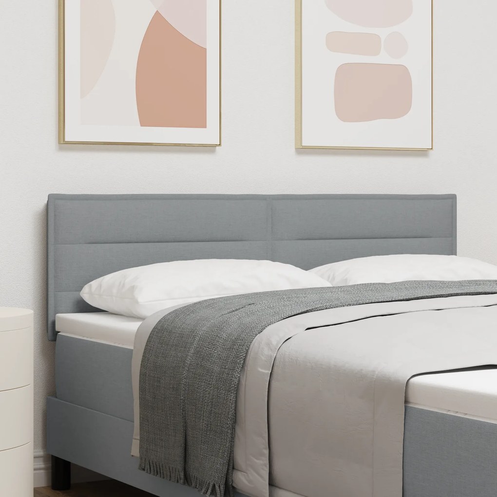 vidaXL Cabeceira Design em Linhas Cinzento Claro 80 cm Tecido