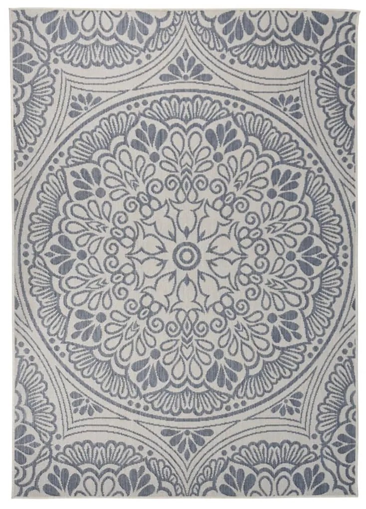 vidaXL Tapete de tecido plano para exterior 120x170 cm padrão azul