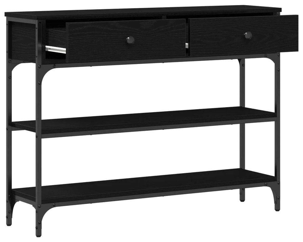 Mesa de Consola vidaXL Preto Carvalho 100x25x75 cm Madeira Engenharia
