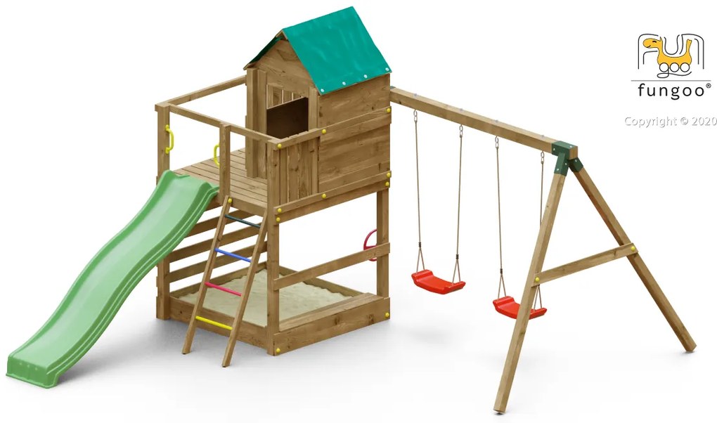 Parque infantil Crianças Exterior Jarcas4 KDI Escorrega, Casa, Baloiço e Escada