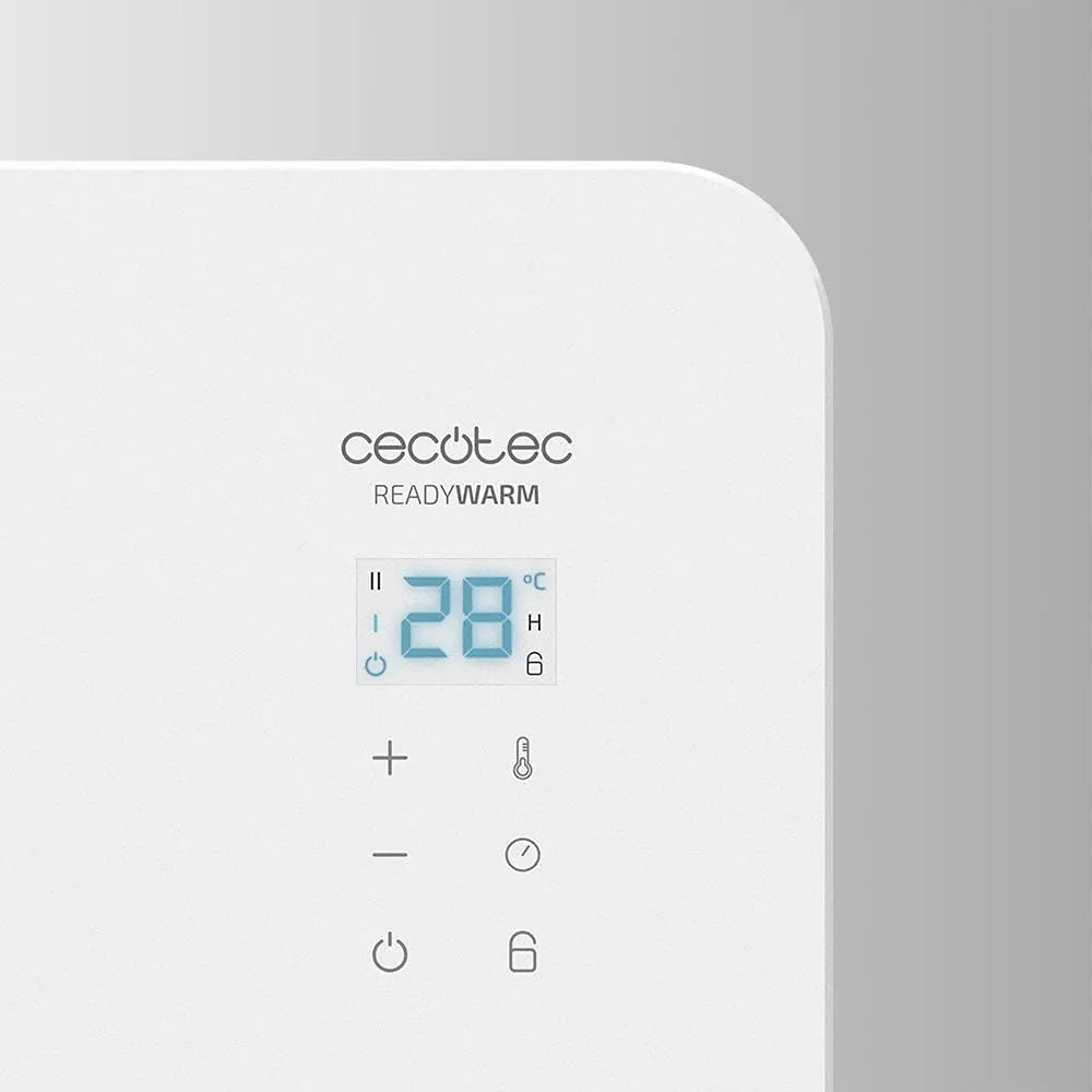 Radiador Elétrico Cecotec ReadyWarm 6750 Crystal Connection Baixo Consumo com Wifi, 2000 W, Termostato Ajustável, 2 Modos, Temporizador, Apoio para os