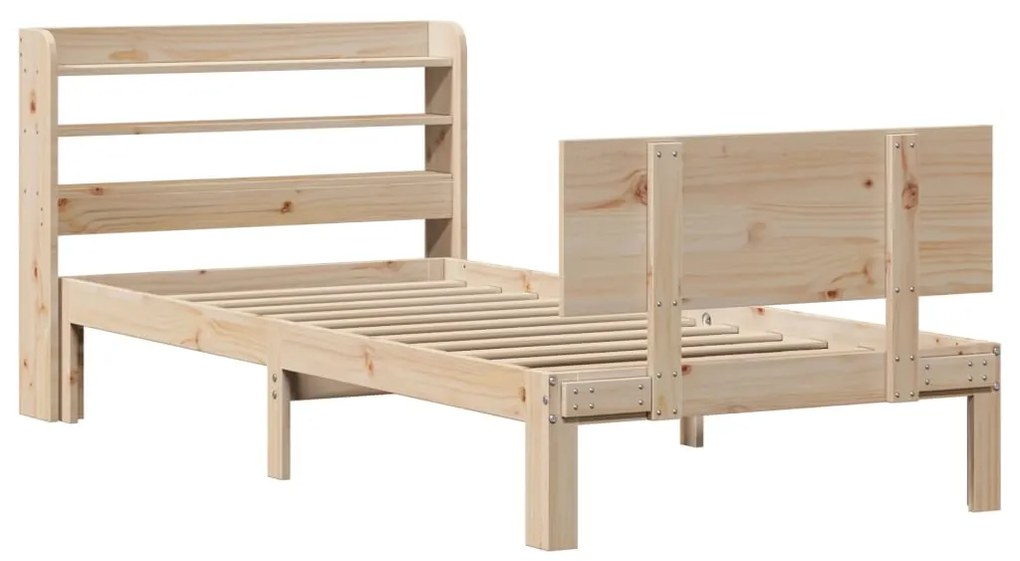 Estrutura de cama com cabeceira 90x200 cm pinho maciço