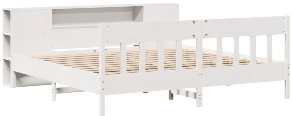 Cama com estante sem colchão 200x200 cm pinho maciço branco