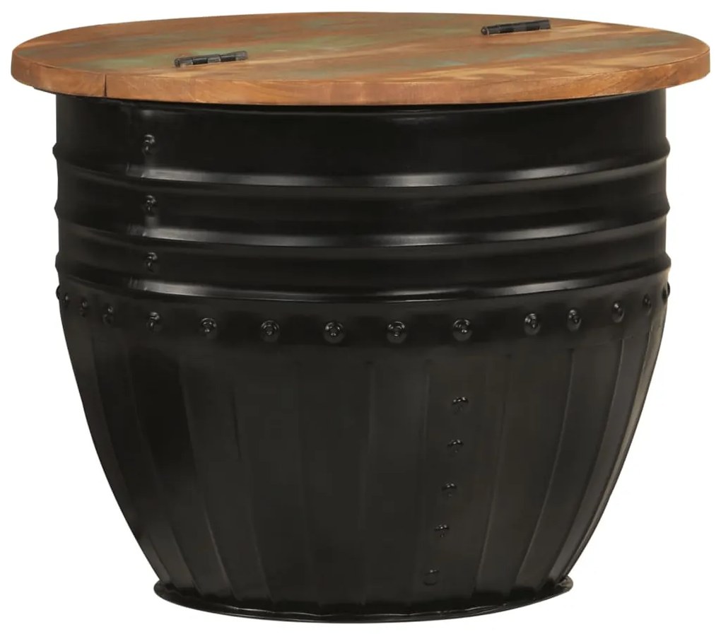 Mesa de centro 50x39,5 cm madeira recuperada maciça preto