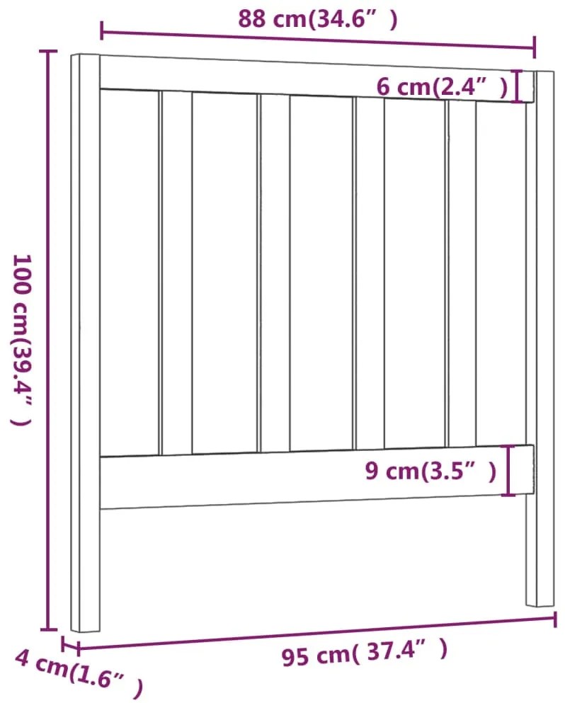 Cabeceira de cama 95x4x100 cm pinho maciço branco