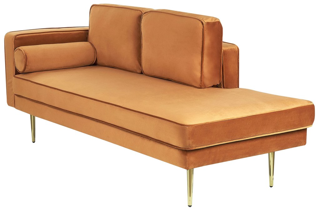 Chaise-longue à esquerda em veludo laranja MIRAMAS Beliani