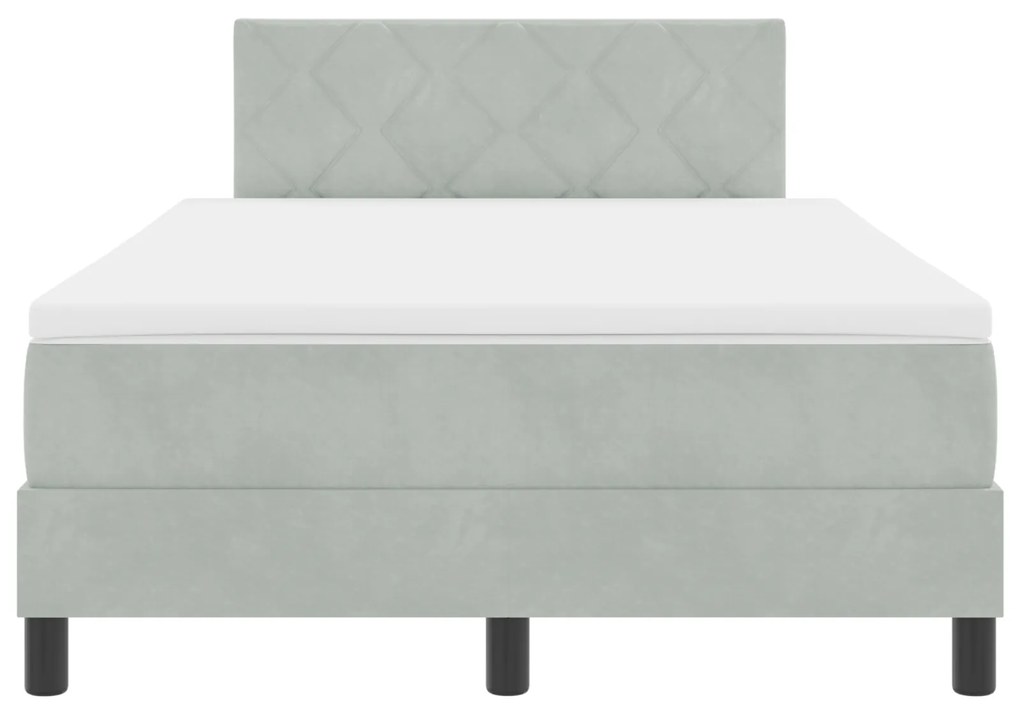 Cama Box com Colchão vidaXL Cinza Claro 120x200 cm Veludo
