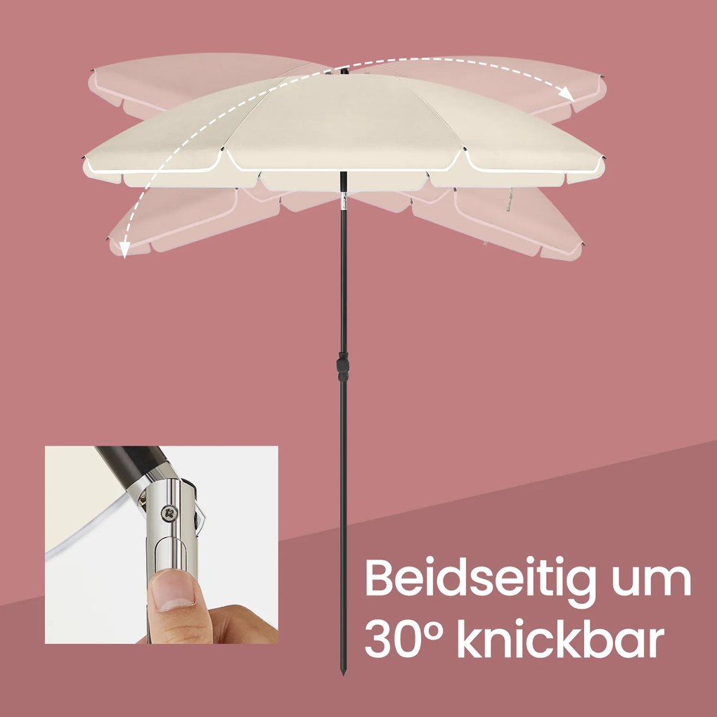 Guarda-sol 160 cm, proteção solar, UPF 50+ com bolsa de transporte bege