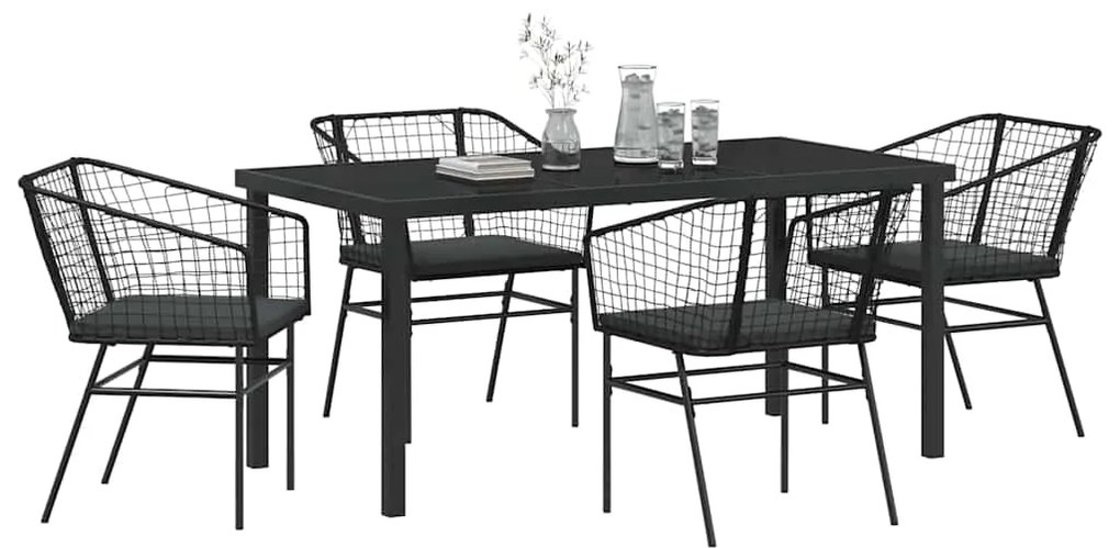 Conjunto de jantar de jardim com 5 peças em rattan sintético e comodid