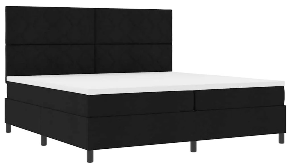 Cama Box Spring com Colchão Preto 200x200 cm Tecido