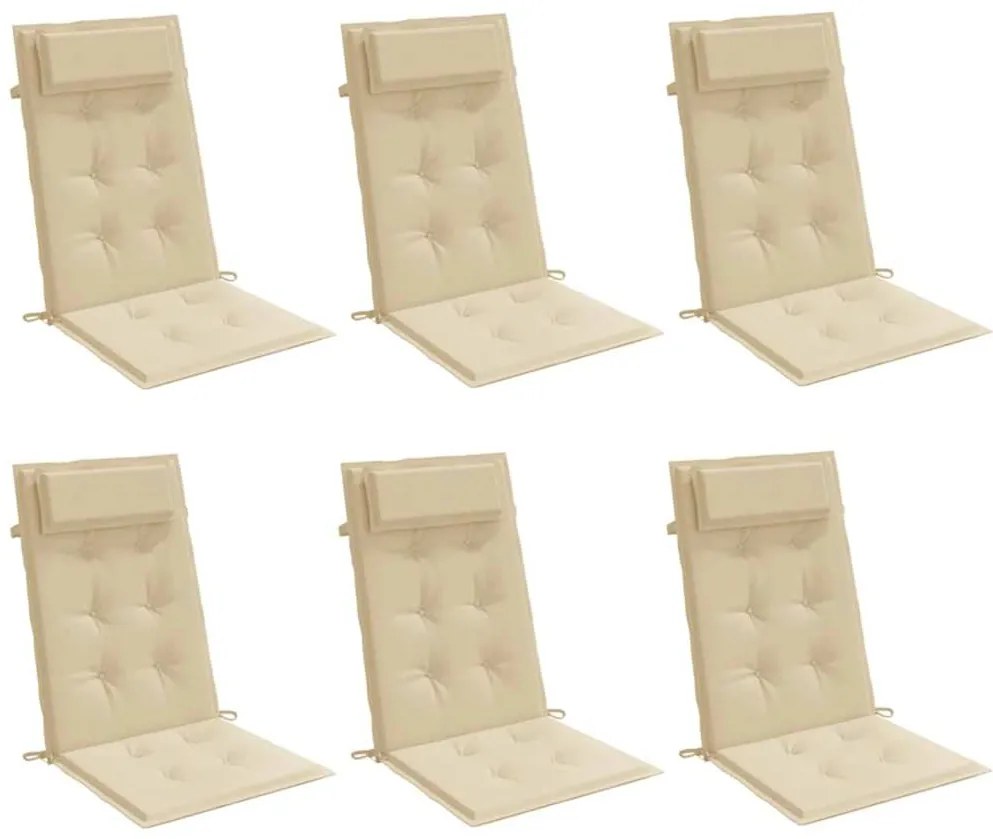 Almofadões p/ cadeira encosto alto 6 pcs tecido oxford bege