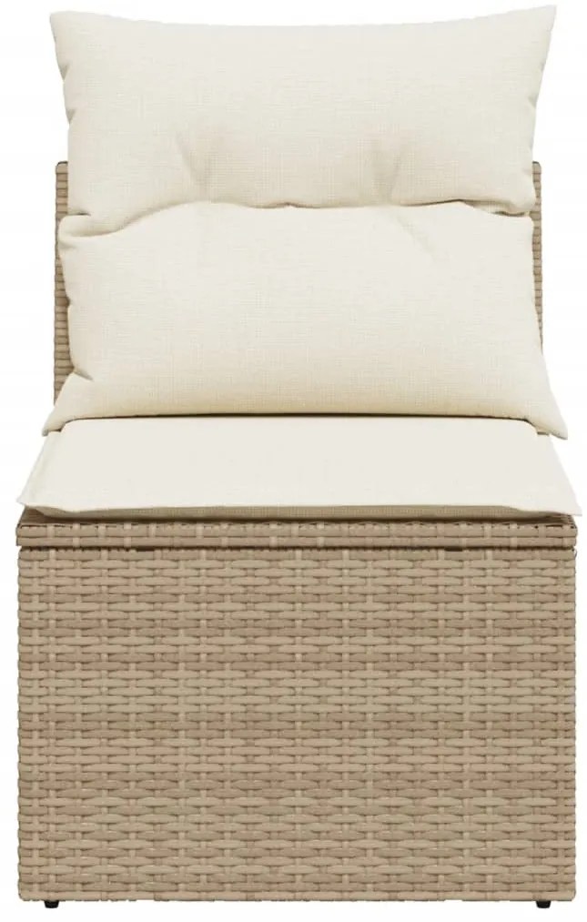 Sofá de jardim sem braços com almofadões vime PE bege