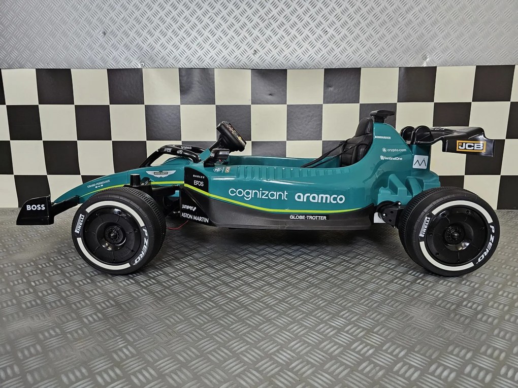 Carro elétrico para crianças ASTON MARTIN FORMULA 1 24V, Assento pele, Pneus Borracha, 4 Motores, Luzes