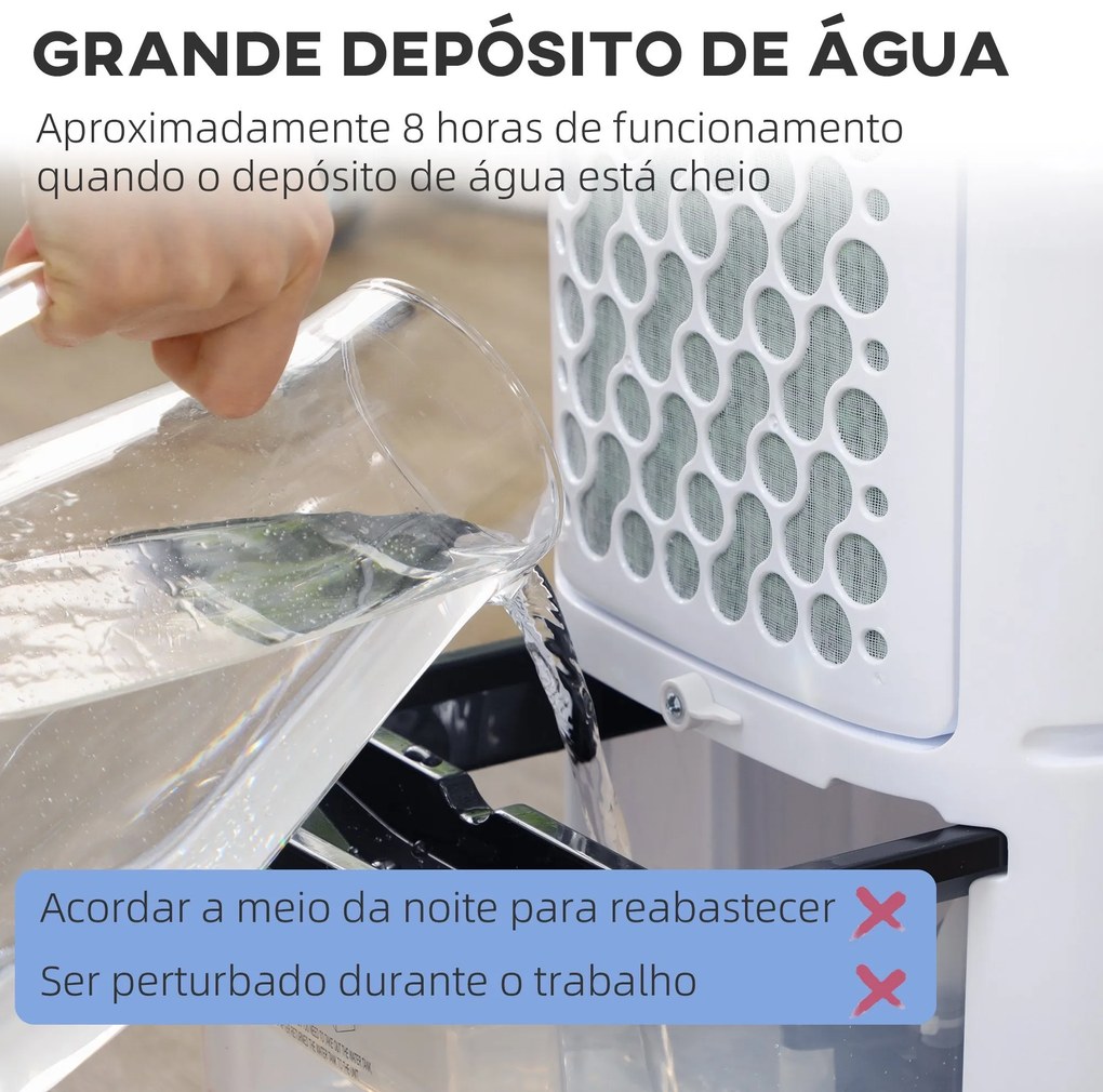 HOMCOM Climatizador Refrigerador de Ar Portátil 3,5 L 3 em 1 Climatiza