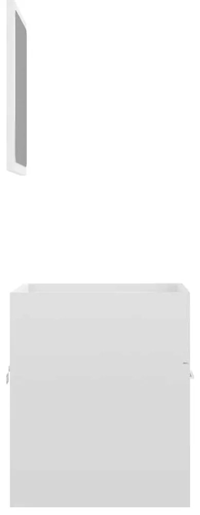 2 pcs conj. móveis casa de banho contraplacado branco brilhante