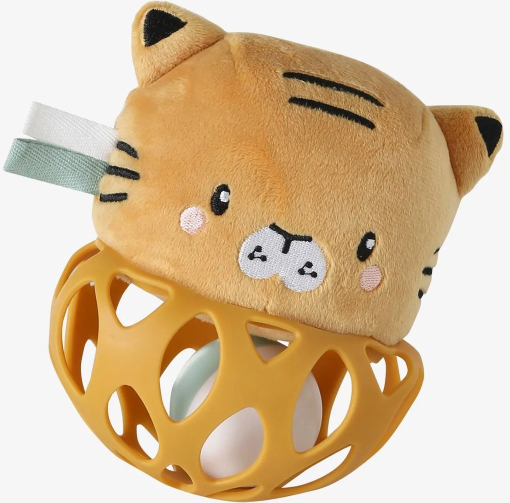 Chocalho bola em madeira e silicone TANZANIE amarelo