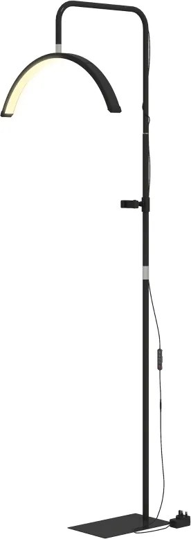 Candeeiro de Pé Meia Lua com Cabeça Giratória 350° 7 Temperaturas de Cor Brilho Ajustável Suporte para Telemóvel Preto