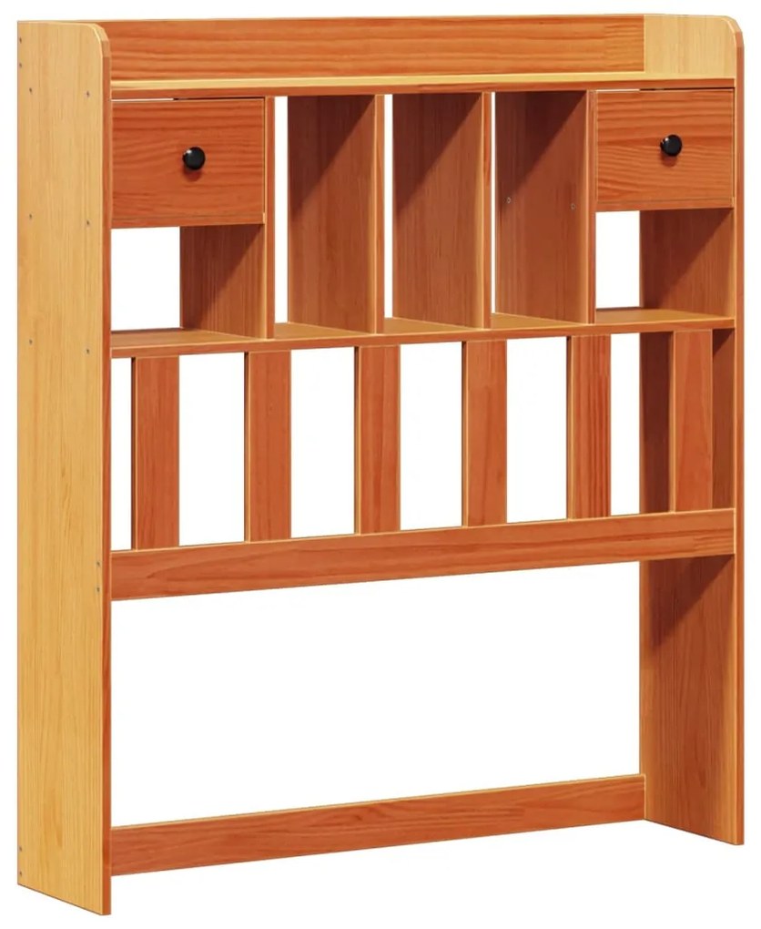 Cama com estante sem colchão 75x190cm pinho maciço castanho-mel