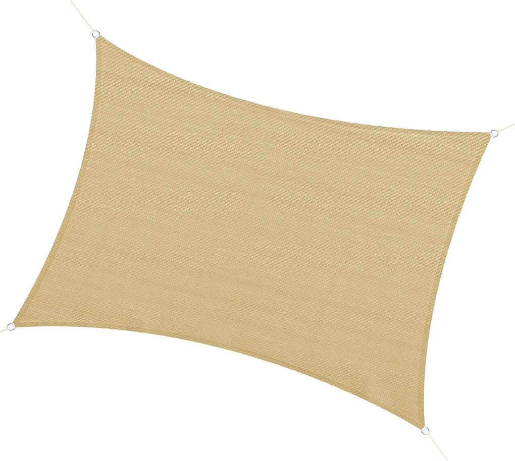 Outsunny Vela de sombreamento retangular grande 4 x 3 m em polietileno de alta densidade HDPE resistente aos UV bege | Aosom Portugal