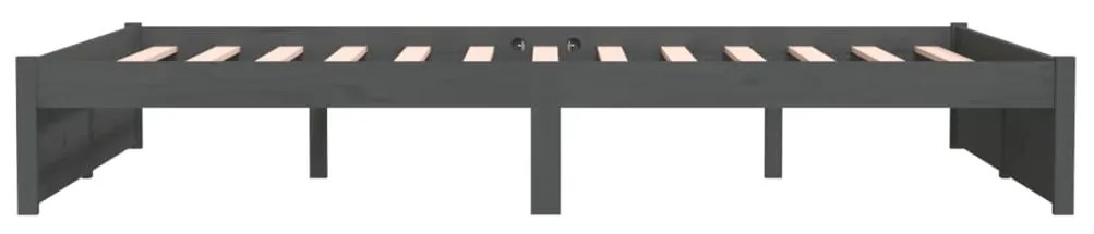 Estrutura de cama 140x200 cm madeira maciça cinzento
