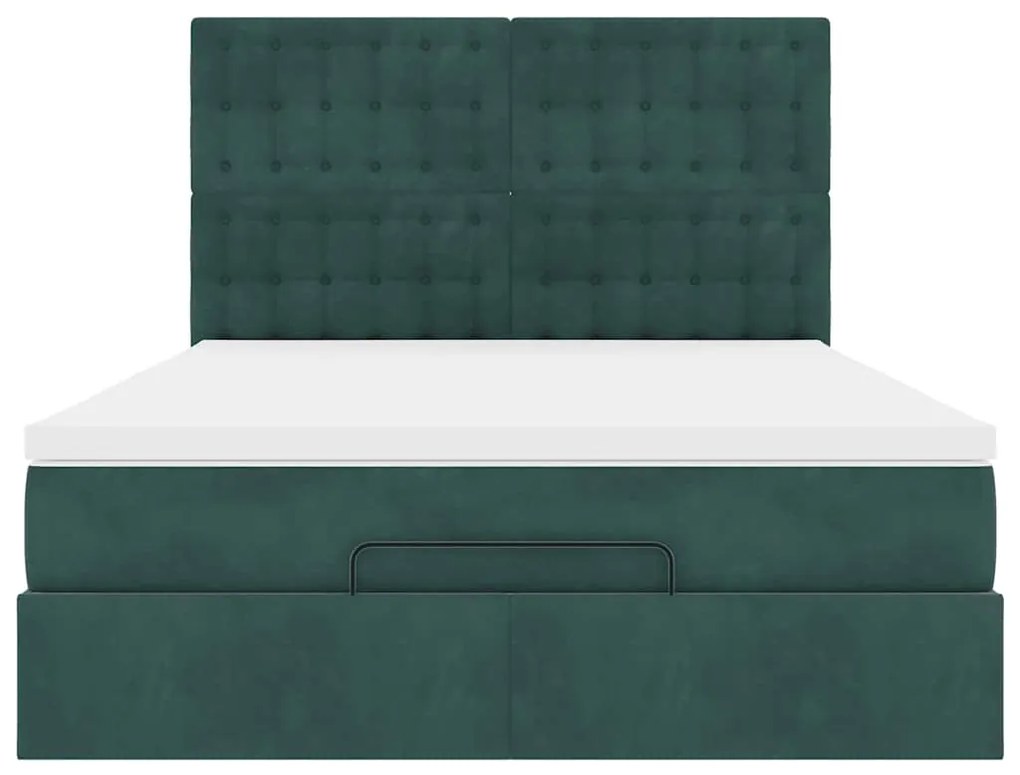 Estrutura cama otomana colchões 140x200 cm veludo verde escuro
