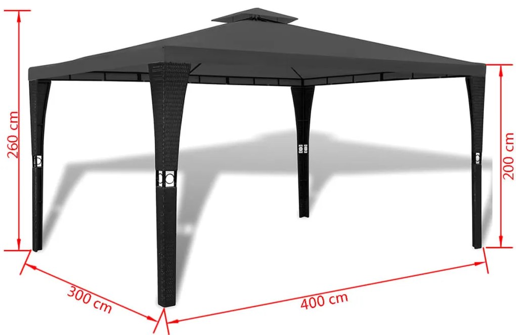 Gazebo com telhado 3 x 4 m cinzento escuro