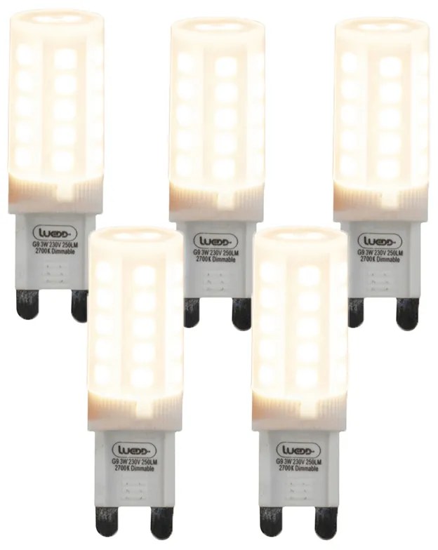 Conjunto de 5 Lâmpadas LED G9 Dimerizáveis 3W 280lm 2700K