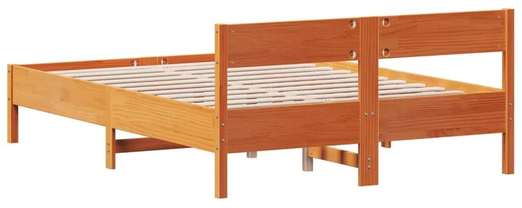 Estrutura cama c/ cabeceira 160x200cm pinho maciço castanho-mel