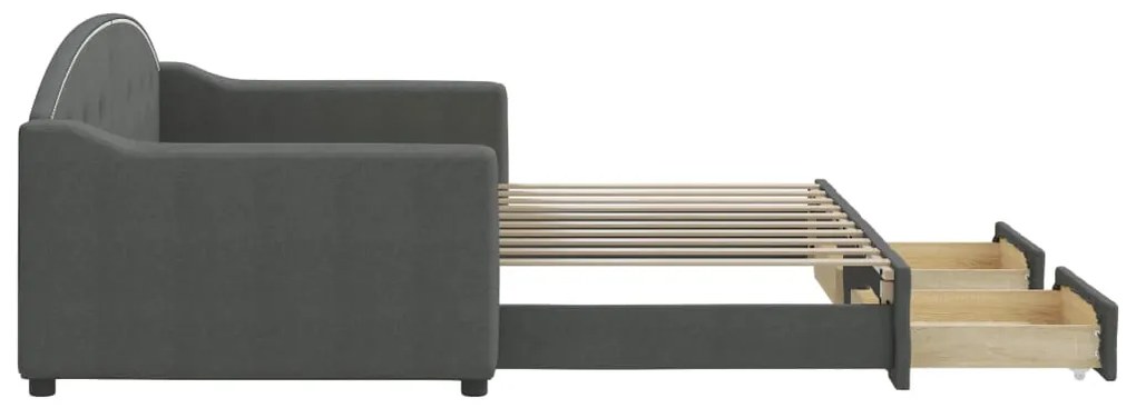 Sofá-cama c/ gavetão e gavetas 90x190 cm tecido cinzento-escuro