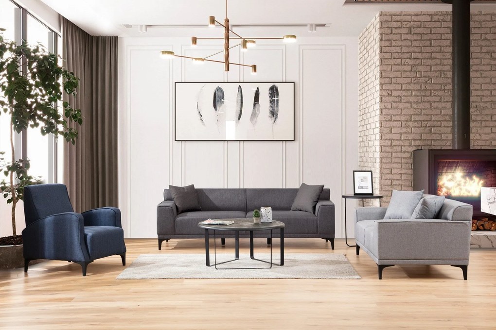 Sofá de 3 Lugares Petra – Antracite – 215x87x86 cm