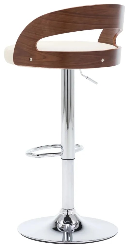 Bancos de bar 2 pcs couro artificial creme e madeira curvada