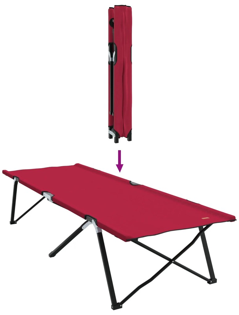Cama Solar Dobrável com Bolsa Vermelha Tecido Oxford 600D