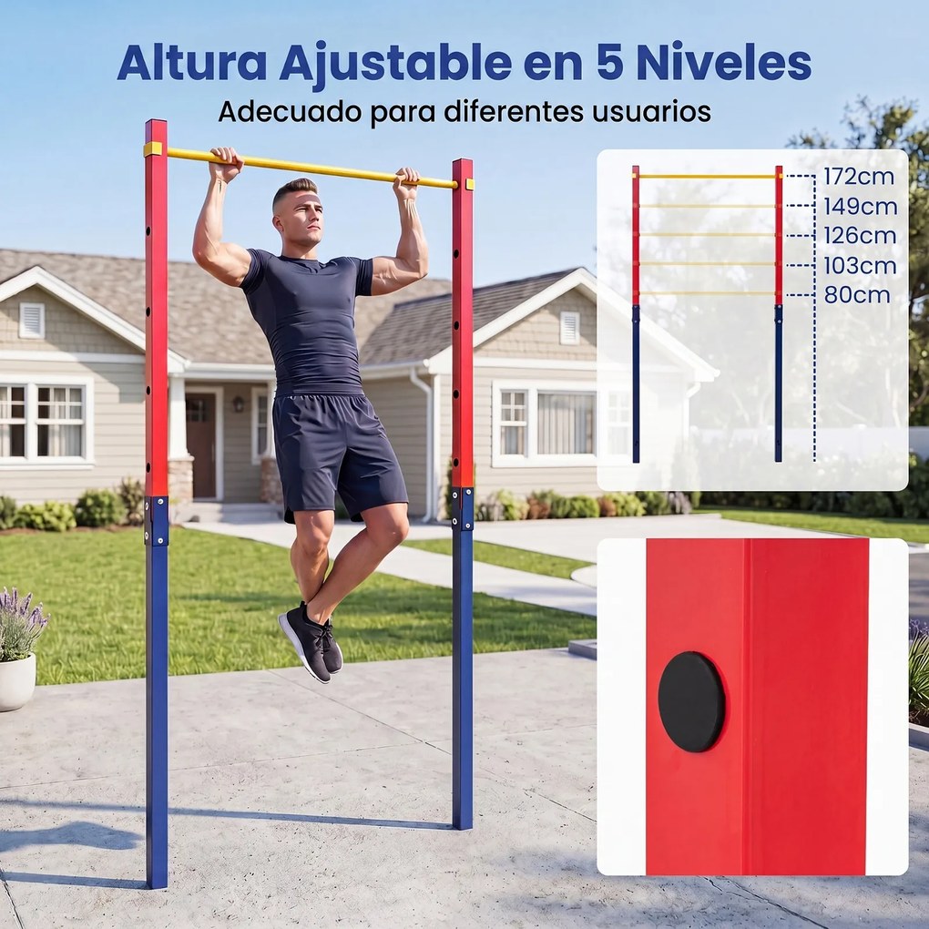 Barra de Elevações Exterior, 115 x 5 x 231,5 cm, 5 Alturas Reguláveis, Vermelho