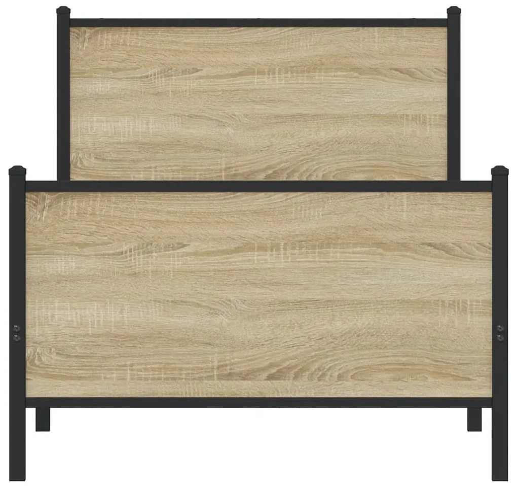 Estrutura de cama sem colchão 90x200 cm metal carvalho sonoma