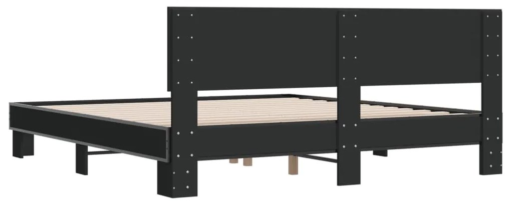 Estrutura de cama 200x200 cm derivados de madeira/metal preto