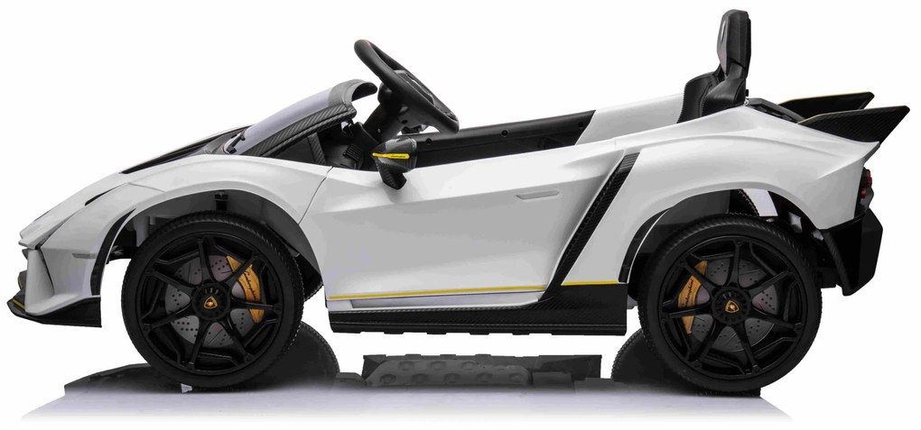 Carro elétrico para Crianças 12V 4x4 Lamborghini Invencible, Rodas Espuma EVA, Assento couro ecológico Branco