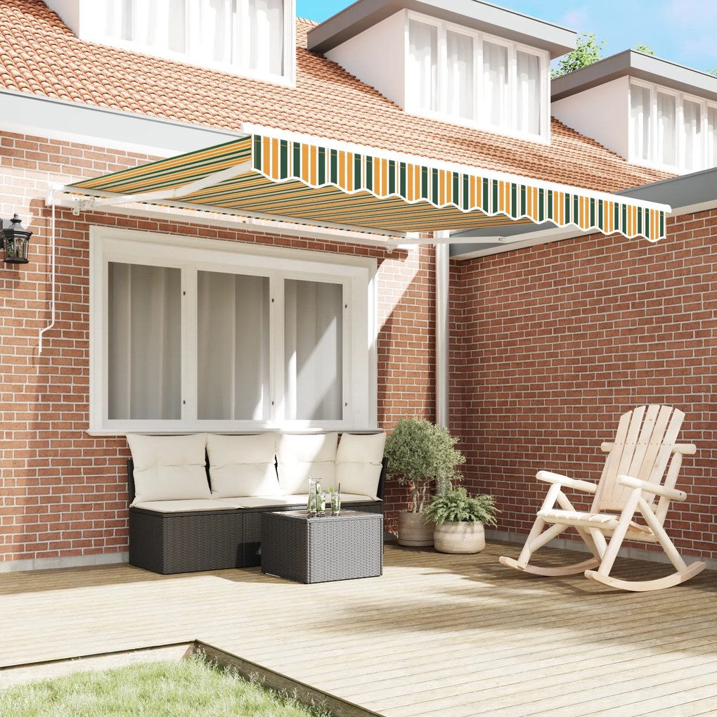 Toldo Retrátil Manual vidaXL Verde e Amarelo 350x250 cm