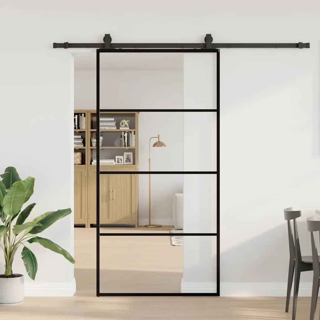 Porta desliz. c/ conj. ferragens 102,5x205cm vidro ESG preto