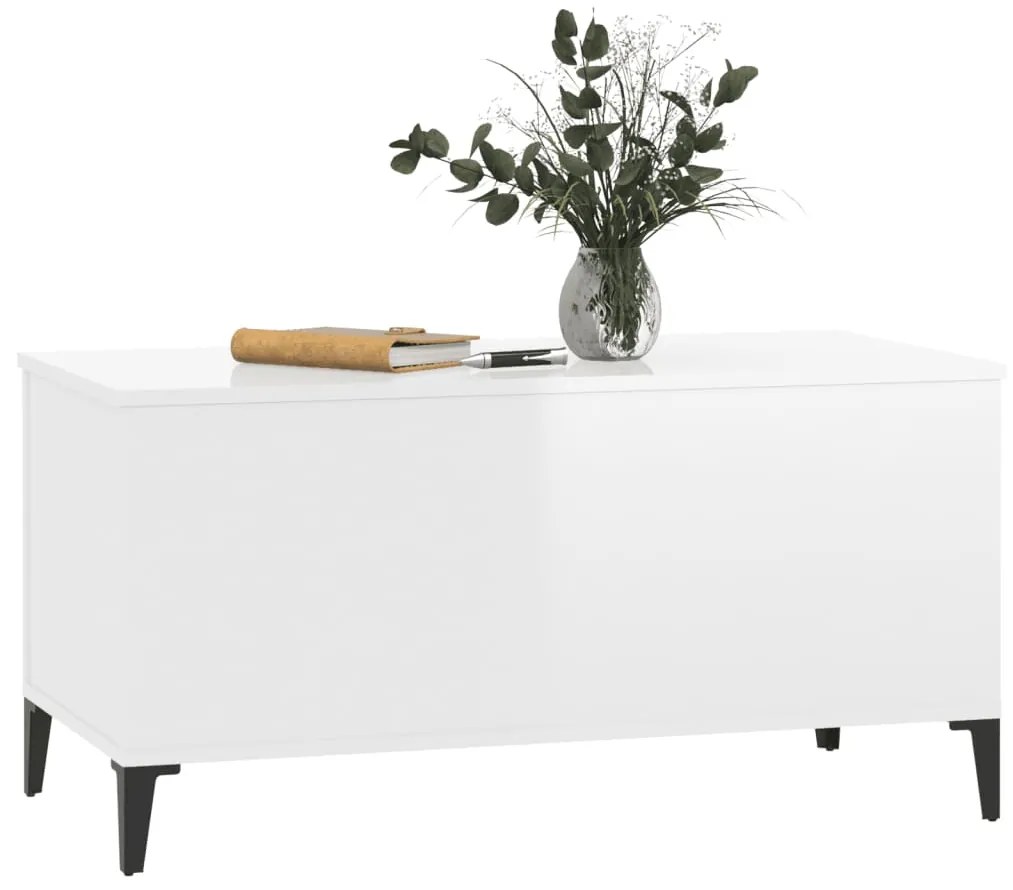 Mesa centro 90x44,5x45 cm derivados de madeira branco brilhante