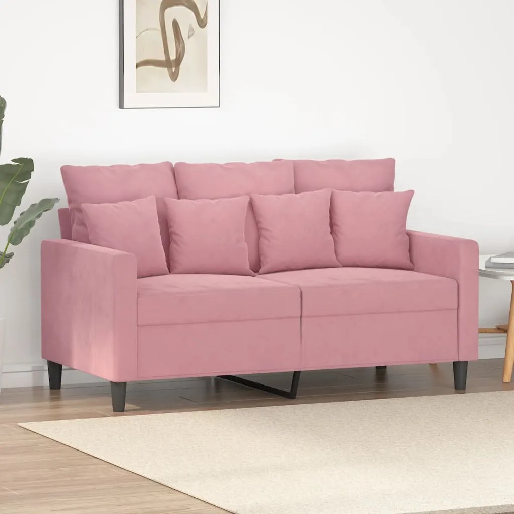 vidaXL Sofá de 2 lugares veludo 120 cm rosa