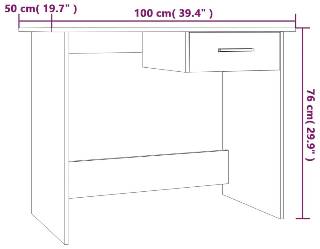 Secretária 100x50x76 cm derivados de madeira cinzento sonoma