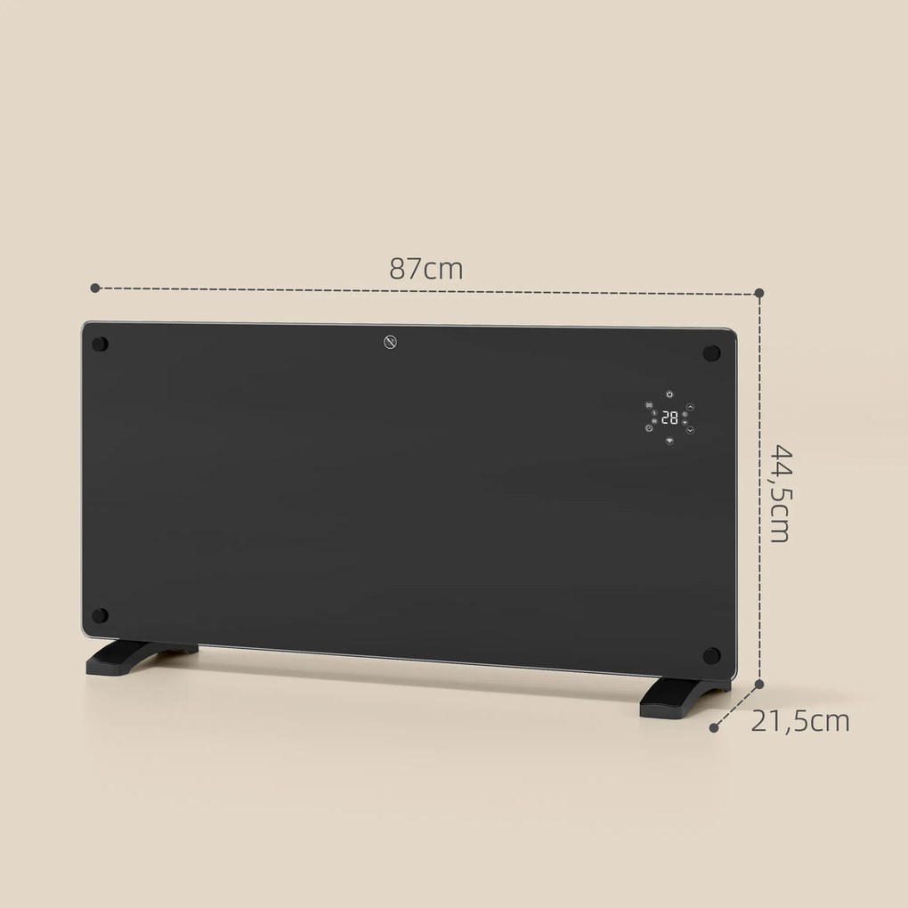 Radiador Elétrico de Chão ou de Parede, 87 x 21,5 x 44,5 cm, Potência de 2000 W