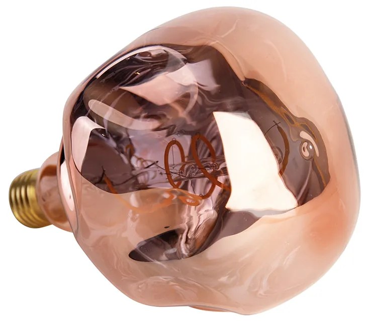 Lâmpada LED E27 regulável G125 rosa 4W 70lm 1800K