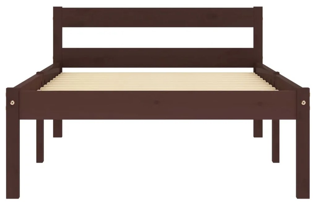 Estrutura de cama 100x200 cm pinho maciço castanho-escuro